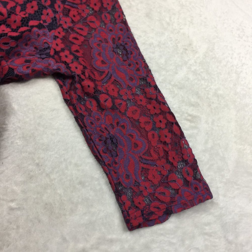 Miusol Fit & Flare Dress Size M Womans Red & Purple Lace Floral Half Sleeve - Picture 11 of 16